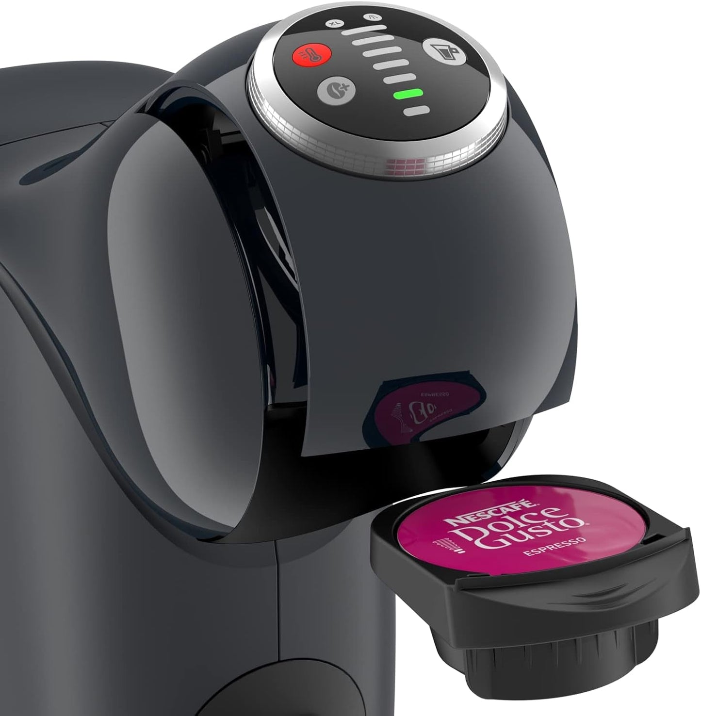 NESCAFÉ Dolce Gusto Genio S Plus von Krups, kompakte Kapselkaffeemaschine, Fassungsvermögen 0,8 Liter, 1500 Watt, automatische Entkalkungswarnung, Space Grey, KP340B