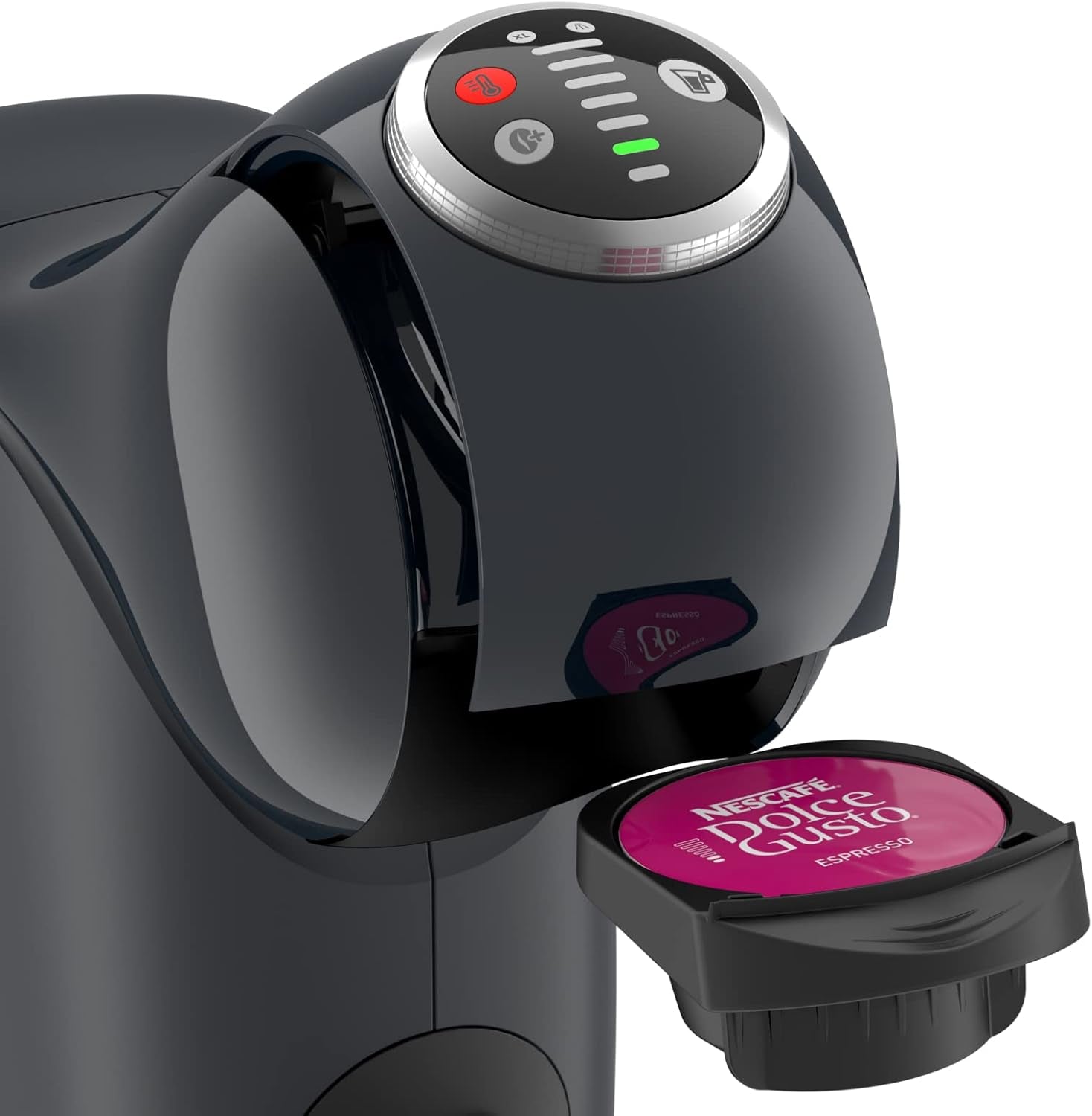 NESCAFÉ Dolce Gusto Genio S Plus von Krups, kompakte Kapselkaffeemaschine, Fassungsvermögen 0,8 Liter, 1500 Watt, automatische Entkalkungswarnung, Space Grey, KP340B
