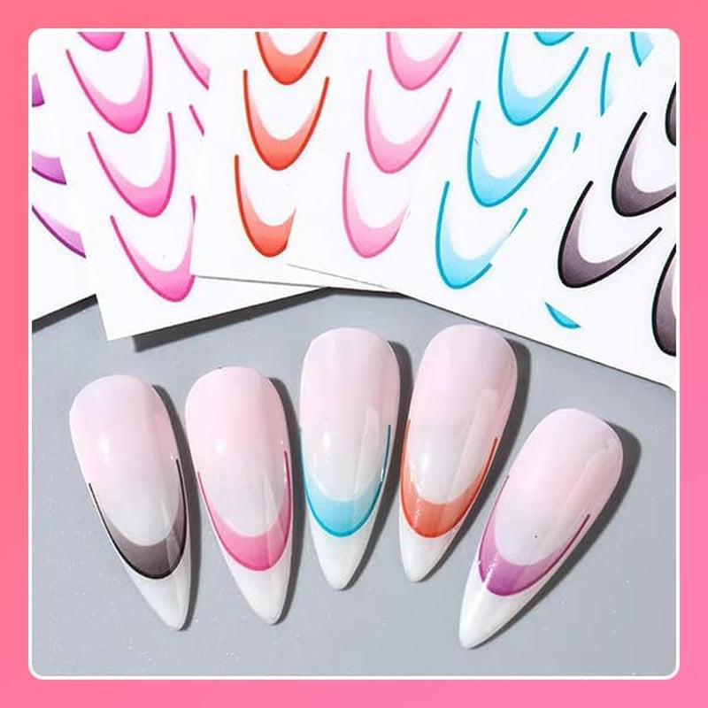 French Tip Nagelaufkleber – 6 Blatt selbstklebende Nail Art Schablonen – Nagelzubehör und Dekoration