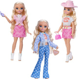 Barbie Dream Besties Festival-Looks-Set, mit Barbie Malibu-Puppe mit langen blonden Haaren zum Stylen und über 10 abnehmbaren Kleidungsstücken und Accessoires, JGH87