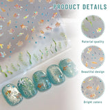 2 Stück selbstklebende Nagelsticker mit Muscheleffekt, Vierstrahlstern und Goldfisch-Design, Nagelaufkleber für Fingernägel, Nail Art Zubehör für Gelnägel