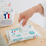 Baby-Feuchttücher mit Wasser – parfüm- und allergenfrei – 9 Stück – normale und empfindliche Haut – reinigt und beruhigt – 100 % Naturfasern – hergestellt in Frankreich – 522 Tücher