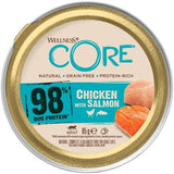 Wellness CORE 98 % 12 x 85 g, Huhn und Lachs – Nassfutter für Katzen, dicke Pastete, getreidefrei, natürlich, hypoallergen, proteinreich, reich an Fleisch