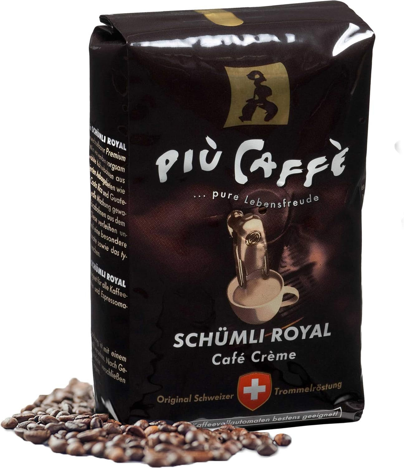 Café Crème Kaffeebohnen, würzig, kräftig, intensiv und gehaltvoll, Arabica und Robusta, Schweizer Trommelröstung, ganze Bohnen für Volllautomaten Schümli Royal 1 kg