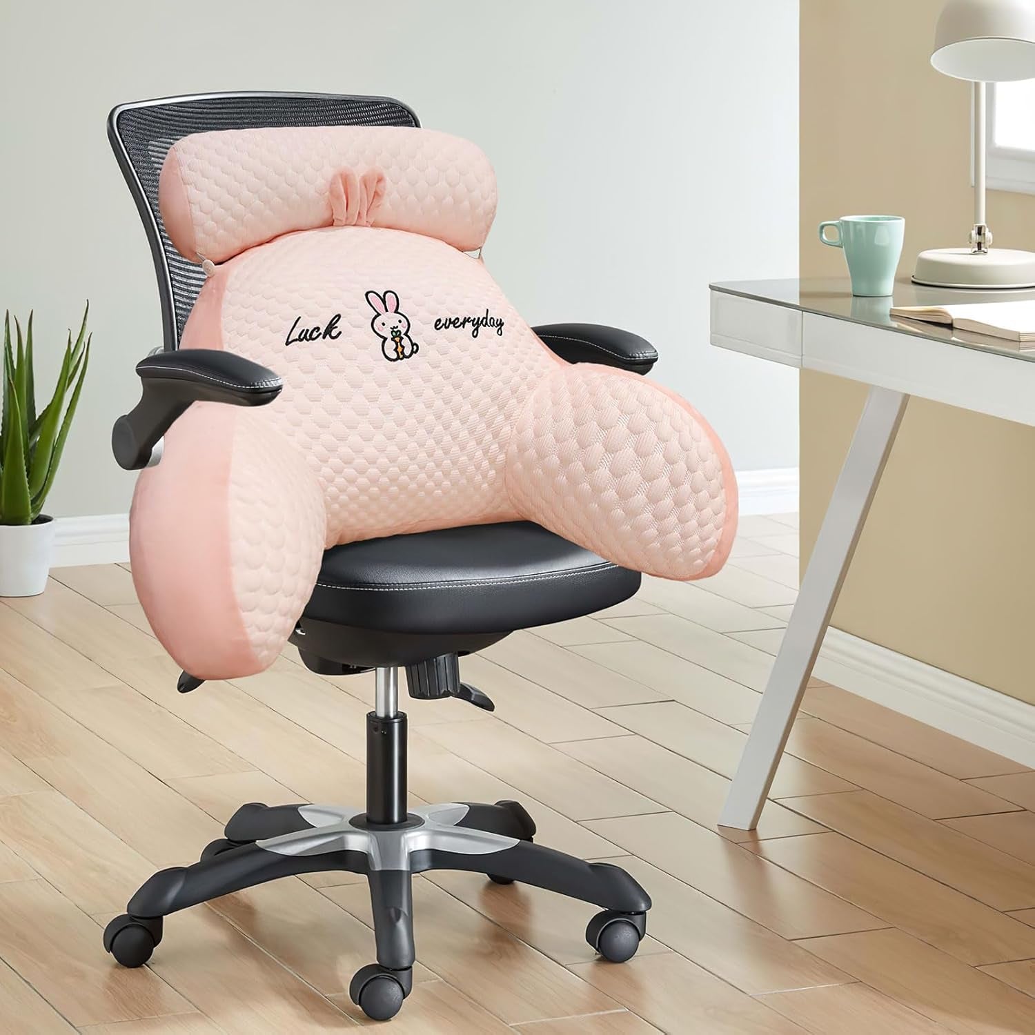 Lesekissen, Bettkissen, extra großes Rückenkissen für Erwachsene, 70 x 50 cm, zum Lesen mit abnehmbarer Nackenrolle und Stützarm, bequemes Lesekissen für Bett und Sofa (Rosa, extra groß)