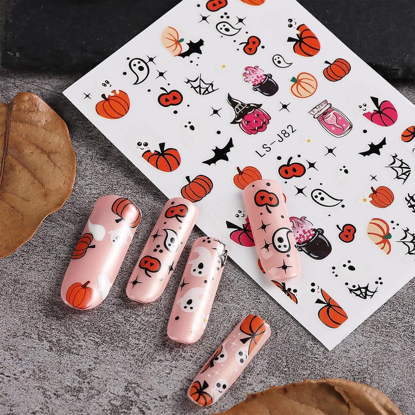 Nagelsticker Halloween, 8 Blätter Halloween Nagelsticker, Kürbis Nail Sticker, Nail Art, Nagel Charms, Nagel Zubehör, Nageldesign, Weihnachten (Typ A)