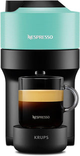 Espressomaschine mit Nespresso Krups Vertuo Pop Kapseln, Fassungsvermögen: 560 ml, automatische Kapselerkennung, One-Touch-System, 4 Tassengrößen, verkürzte Aufheizzeit, nachhaltig, Aqua Mint, XN9204
