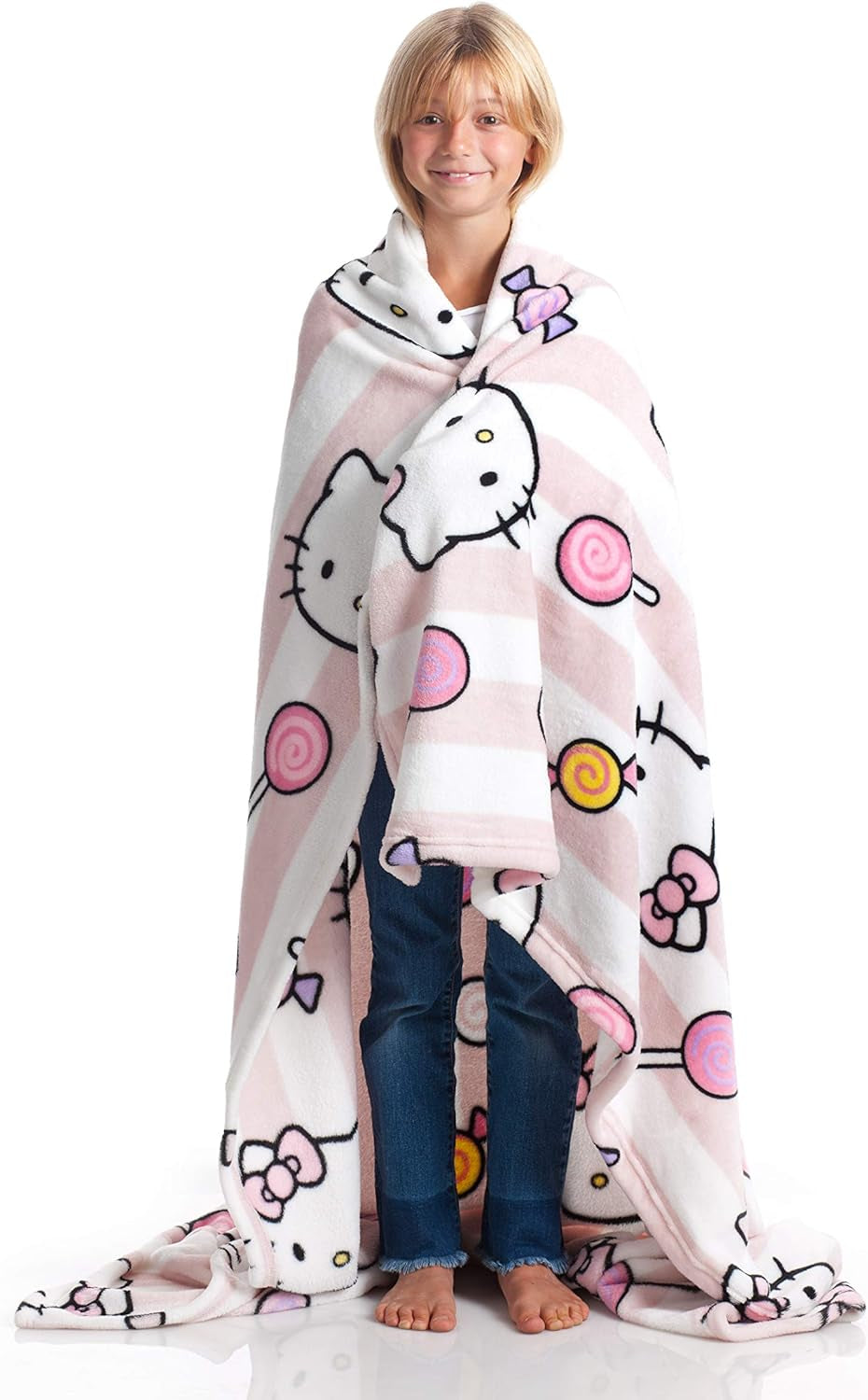 Hello Kitty Tagesdecke, rosa, weiche Decke 130 x 170 cm, Tagesdecke aus Mikrofaser oder Sofa-Tagesdecke. Qualität mit Ökotex-Zertifikat, Sanrio Beds and Blankets Besuche den Kanguru-Store Rosa Karos 130X170 cm