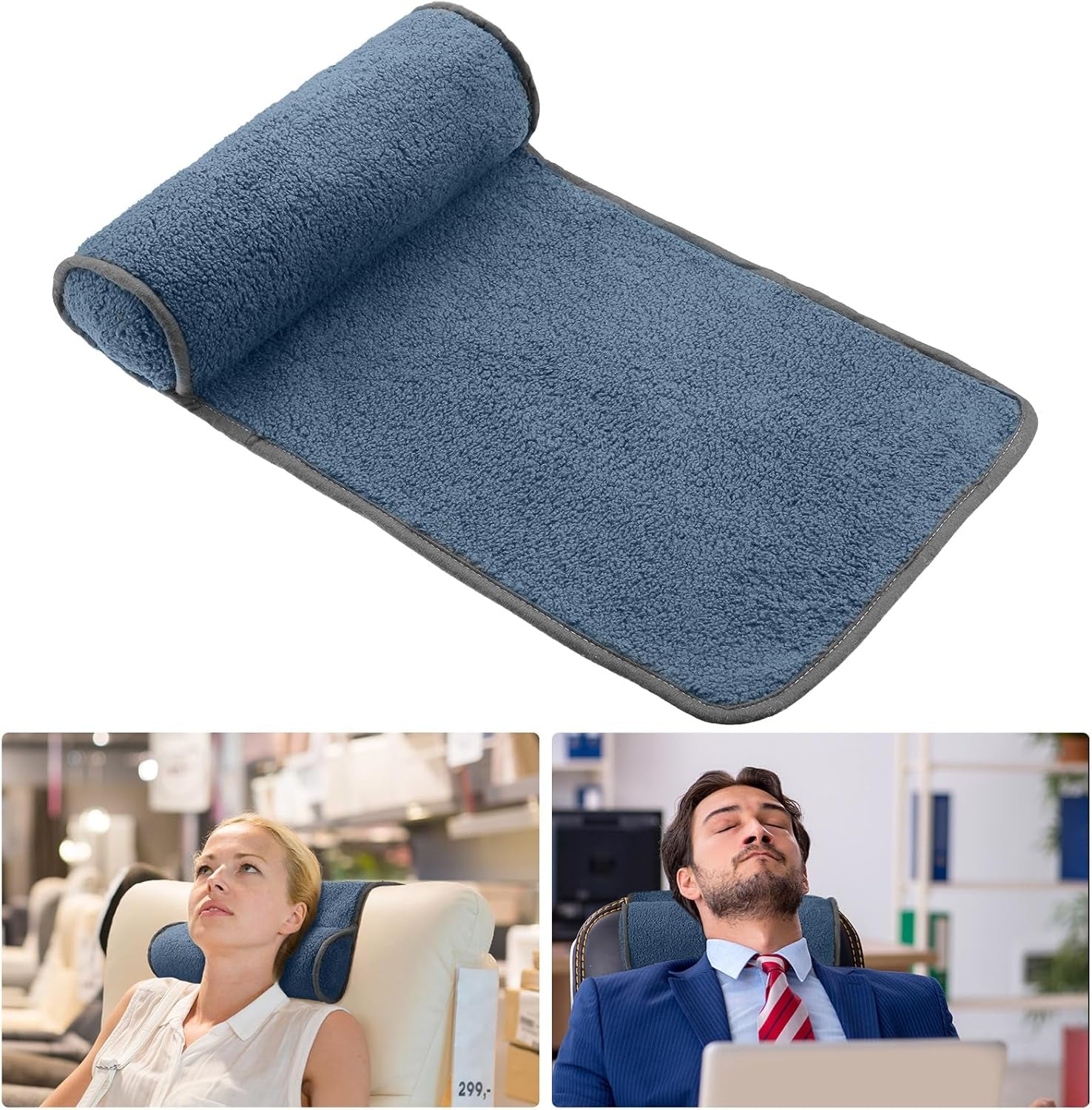 Nackenkissen für Liegesessel, Plüsch, verstellbares Kissen, Nackenrolle, rutschfestes Fleece, Sofa, Nackenkissen für Reisen, Zuhause, Liege, Sofa, Sessel (Dunkelgrau)