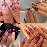 50 Stück 3D-Blumen-Nagel-Charms, 3D-Gel-Nagelkunst, Nagel-Charms, bunter Sommerschmuck, DIY-Nagelzubehör, geprägte Hibiskusblüten-Kristalle, Farbverlaufs-Nagelkunst für Frauen