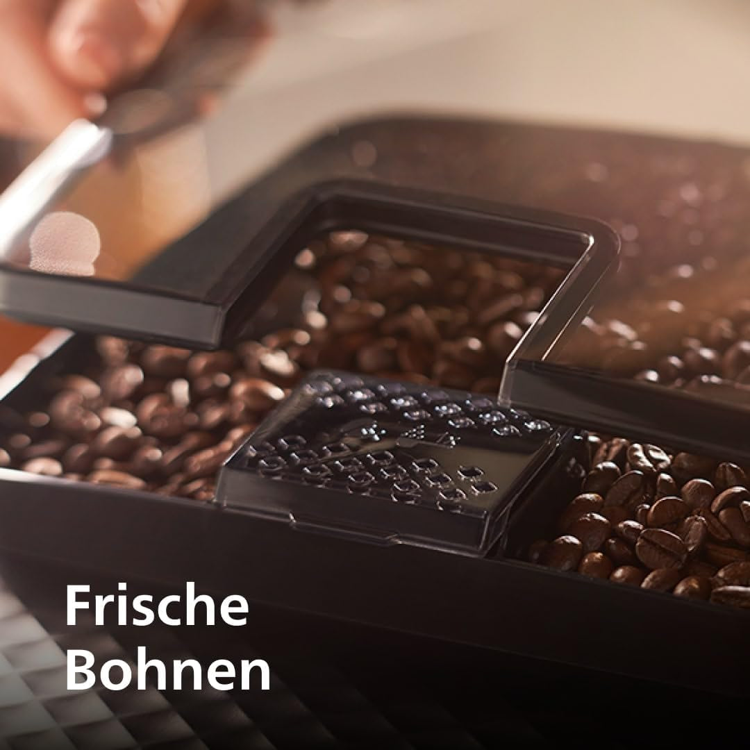 PHILIPS automatische Espressomaschine 2200-Serie – 2 Kaffeespezialitäten, Touch-Display, klassischer Milchaufschäumer, Keramikmahlwerk, mattschwarz (EP2220/10)