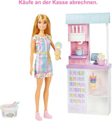 Barbie-Serie „You Can Be Anything“, Eisdiele, 1 Barbie-Puppe mit blonden Haaren, Eismaschine, Barbie Play-Doh, Backzubehör, Kindergeschenk, Spielzeug ab 3 Jahren, HCN46