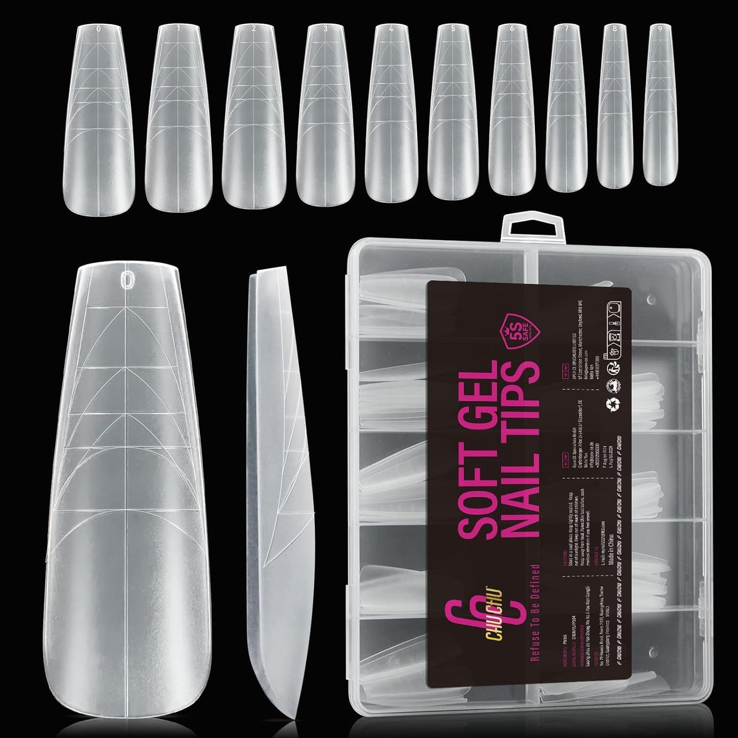 504 Stück Ballerina Medium Gel-Nageltypen: Gel-Nagelspitzen, PMMA-Kunstnägel, Nagelverlängerungen, künstliche Nägel, 12 Größen
