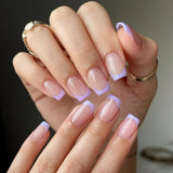 Lange French Tips Gold Glitzer Kleber auf langen quadratischen Nägeln Glitzer French Tip Falsche Nägel Set Quadratische künstliche Nägel für Frauen 24 Stück
