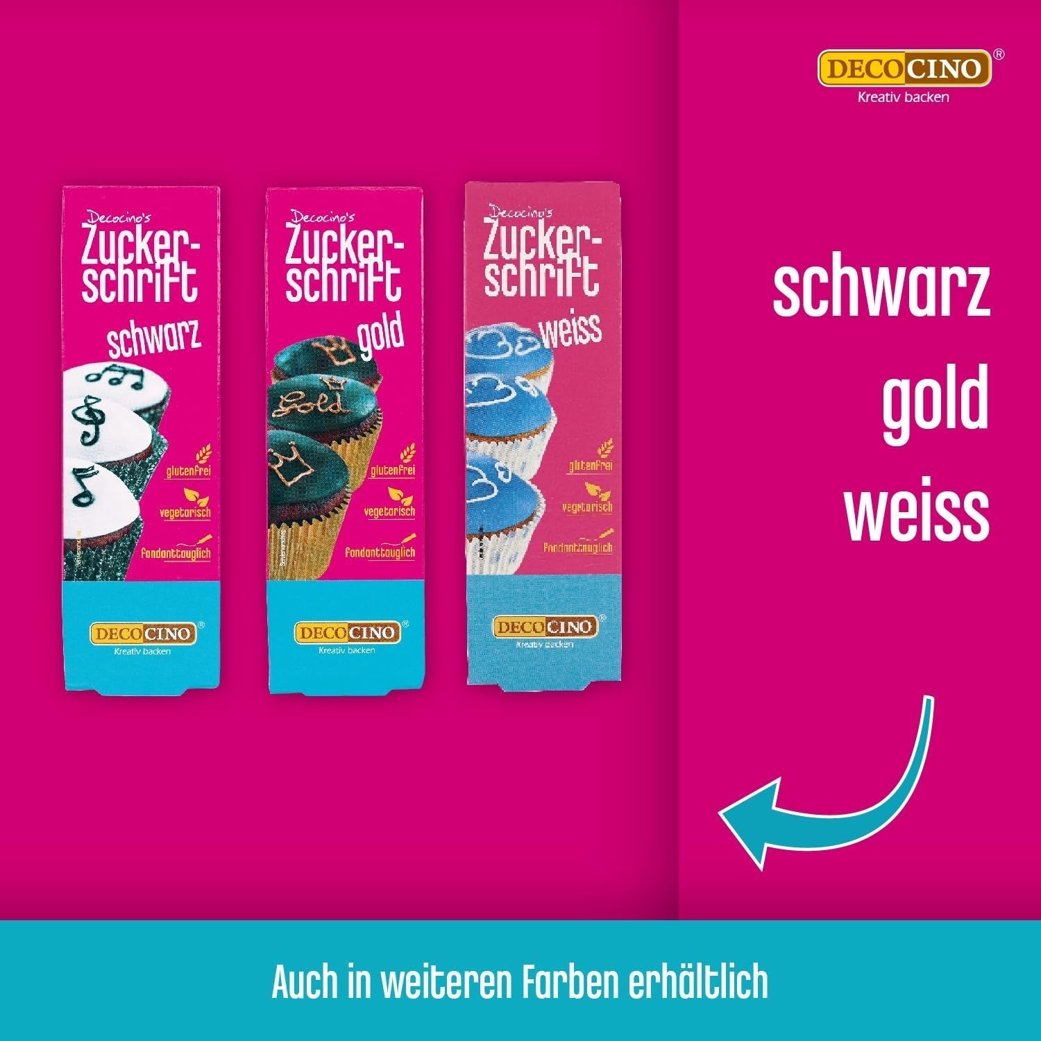 Decocino Red Sugar Lettering – Schriftzug mit Lebensmittelfarbe – Praktische Tube zum Beschriften von Fondant und Zuckerguss – Backdekorationen für Kuchen, Torten und Cupcakes! (2er-Pack)