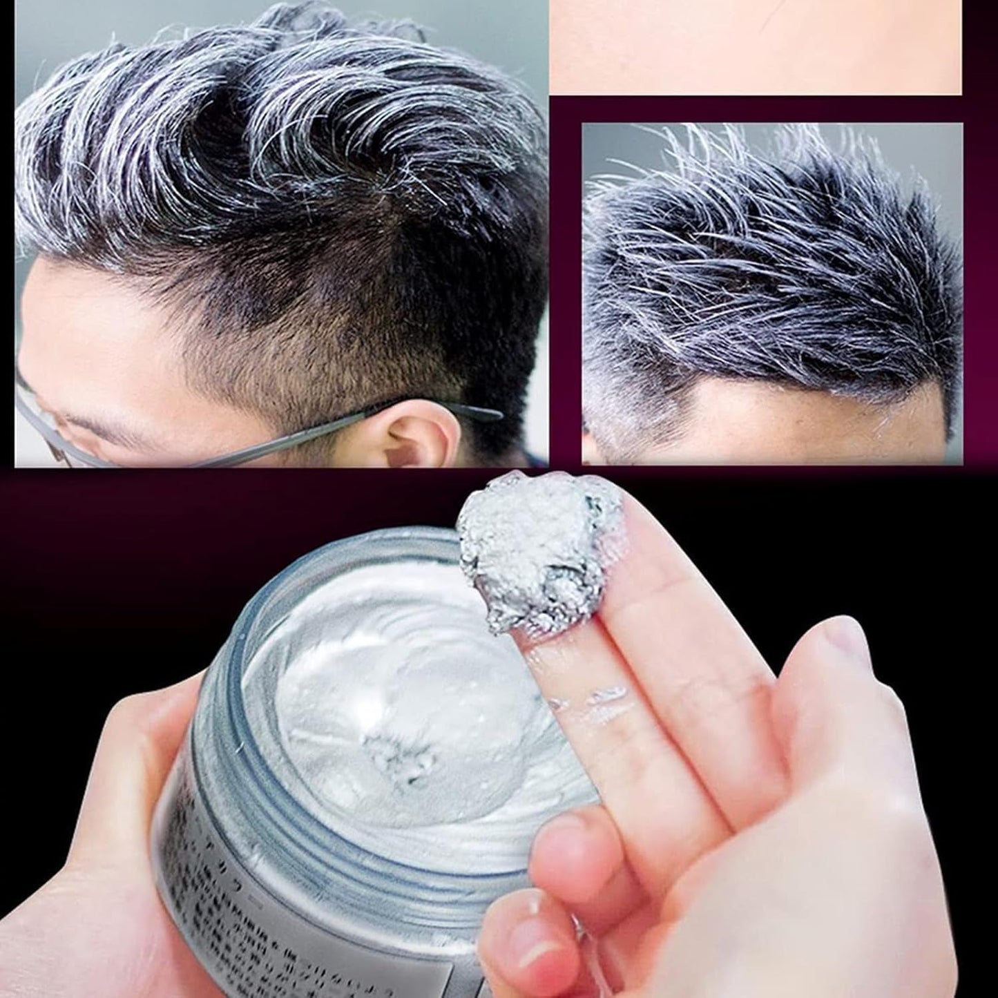 Natürliche Haarfärbecreme, Silbergrau, sofortige Haarfarbe, Wachs, temporäre Frisur, graue Farbe, natürliches Haar, Silbergrau, 100 ml, Naty Shop Haarfärbemittel