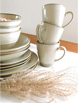 MÄSER 931512 Nottingham Vintage Series Tafelservice für 4 Personen, Kombiservice aus 20 Teilen mit unregelmäßigen runden Formen im Retro-Look, Fliese, Beige