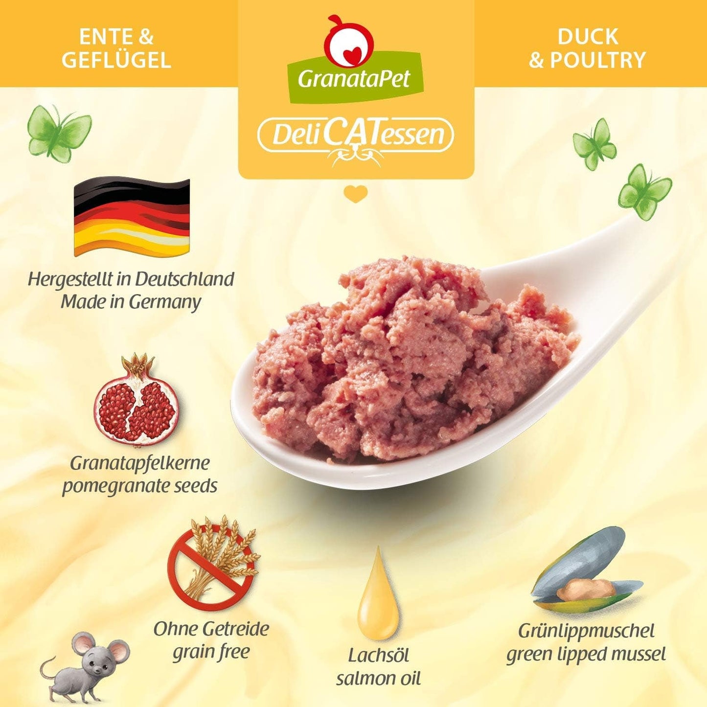 GranataPet DeliCatessen Chicken PUR, Nassfutter für Katzen, Futter ohne Getreide & ohne Zuckerzusätze, Katzenfutter mit hohem Fleischanteil & hochwertigen Ölen, 6 x 400 g