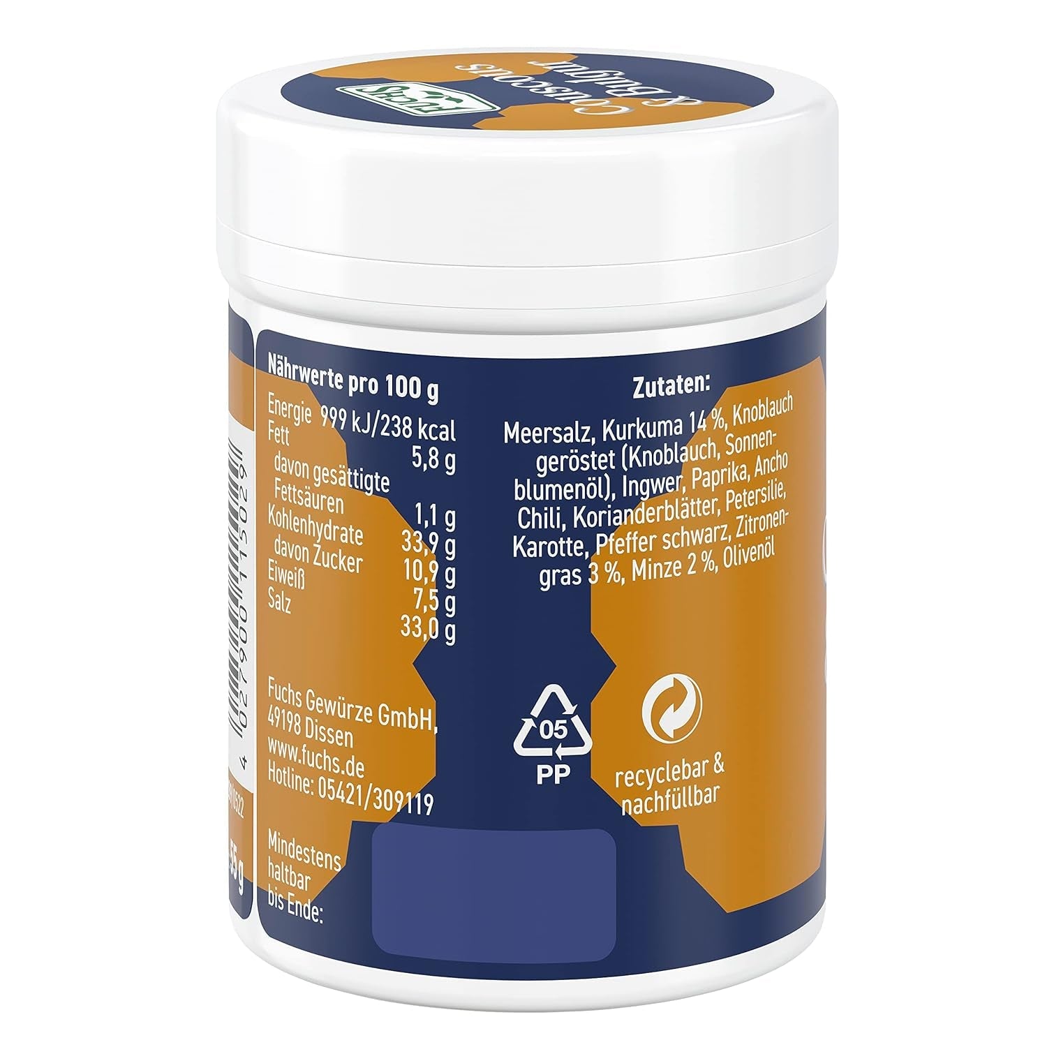 Fuchs Spices Gourmet Selection Naher Osten/Afrika – Couscous- und Bulgur-Gewürzmischung, nachfüllbare Gewürzmischung zum Würzen von Bulgur-Gerichten, vegan, 55 g