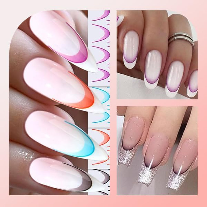 French Tip Nagelaufkleber – 6 Blatt selbstklebende Nail Art Schablonen – Nagelzubehör und Dekoration