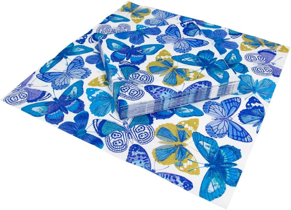 Schmetterlingsservietten, blau, 20 Stück pro Packung