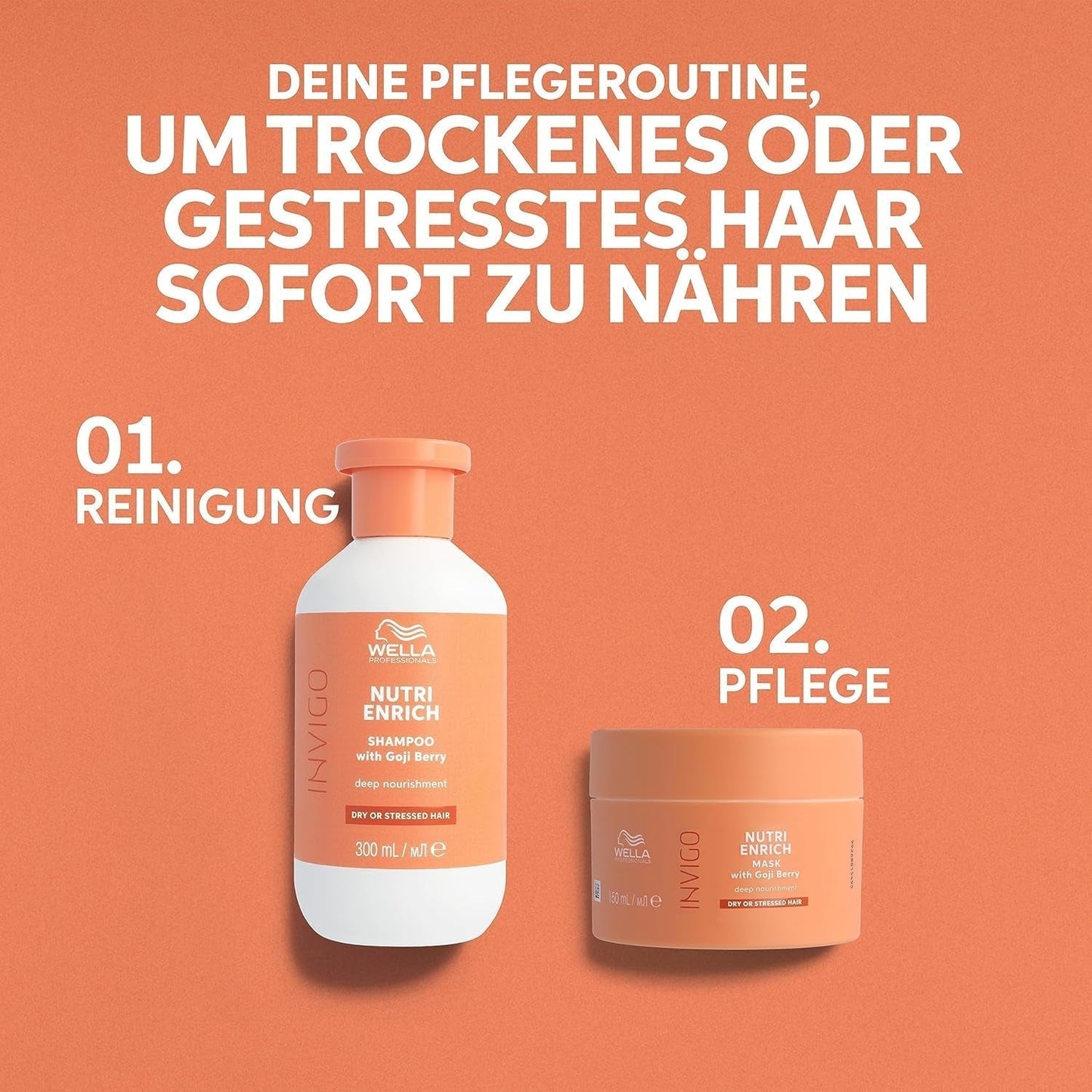 Wella Professionals Invigo Nutri Enrich – Feuchtigkeitspflege für strapaziertes Haar – Spülung, Maske und Conditioner mit Vitamin E, Panthenol und Mandeln – gegen Frizz und für lebendige Locken Naty Shop Haarmaske