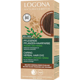LOGONA Naturkosmetik Kräuter-Pflege-Haarfarbe, Bio-Henna-Pulver, vegane Haarfarbe für intensive Farbe und Glanz, Pflanzen-Haarfarbe in Kupferblond (Blond), 1 x 100 g, Naty Shop Schokoladenbraune Haarfarbe 100 g (1 Packung)