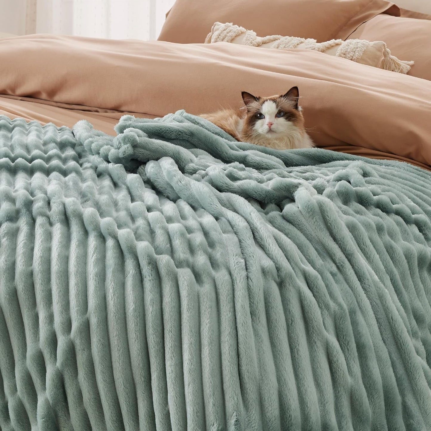 BEDSURE Salbeigrüne Fleece-Überwurfdecke für Sofa – superweiche, gemütliche Decken für Frauen, süße kleine Decke für Mädchen, 127 x 152 cm große Betten und Decken. Beuche den BEDSURE-Store