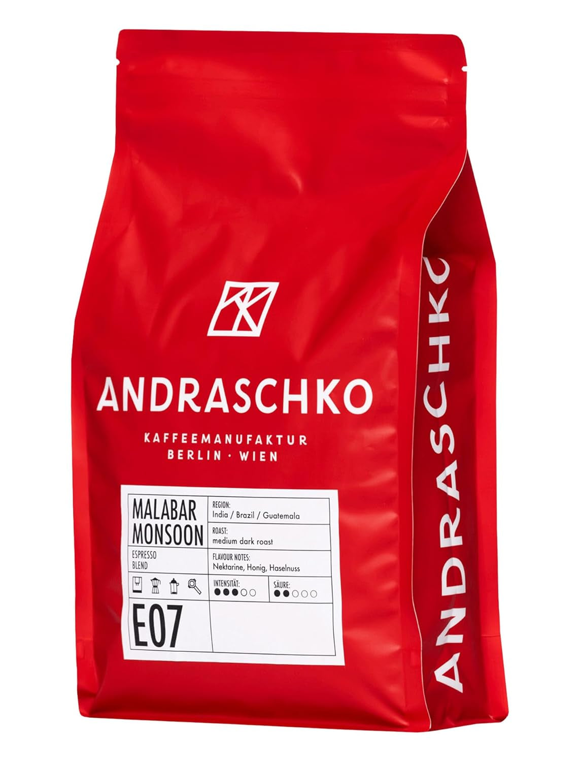 Malabar Monsoon Espresso Blend – 100 % Arabica aus Indien, Brasilien & Guatemala – säurearm & ausgefungen mit Nektarine, Honig & Haselnuss – ganze Bohnen, mitteldunkle Röstung – 1 kg