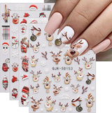 JMEOWIO 3D Nagelsticker Weihnachten Nail Art Sticker Selbstklebend Nagelaufkleber 5D Stereoskopisch Schneeflocke Xmas Winterurlaub Niedliche Dekoration Nageldesign Zubehör 4 Blatt