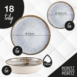 Moritz & Moritz BLOSSOM Porzellan-Geschirrset für 6 Personen, 18-teilig – Modernes Geschirr mit verspieltem Design – Pflegeleichtes Kaffeeservice mit Tellern und Schüsseln – Kombiservice