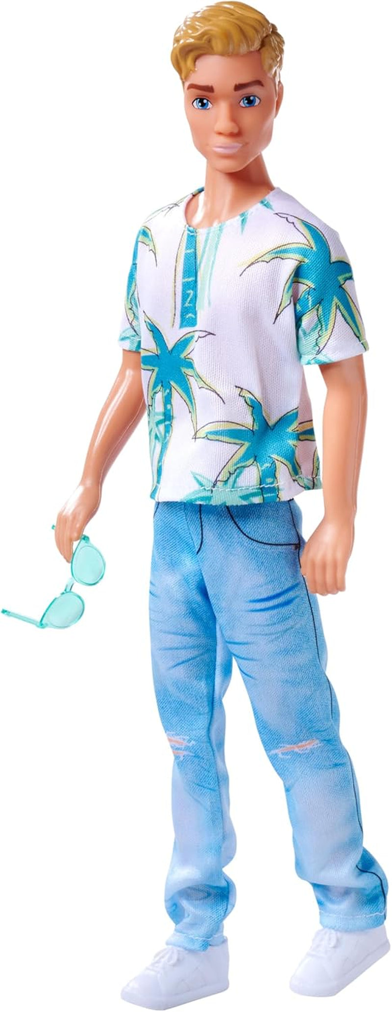 Simba Steffi Love Kevin Puppe trägt ein Oberteil mit Palmenmuster und coole Jeans, inklusive Sonnenbrille, 30 cm, ab 3 Jahren