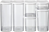 Mepal Set mit 6 Vorratsgläsern mit Deckel – rechteckige Lebensmittelbehälter – Küchen-Organizer aus Kunststoff – luftdichte Vorratsbehälter – 2 x 2000 ml, 2 x 1000 ml, 1 x 1500 ml und 1 x 425 ml – weiße Lebensmittel-Aufbewahrungsboxen Naty Shop