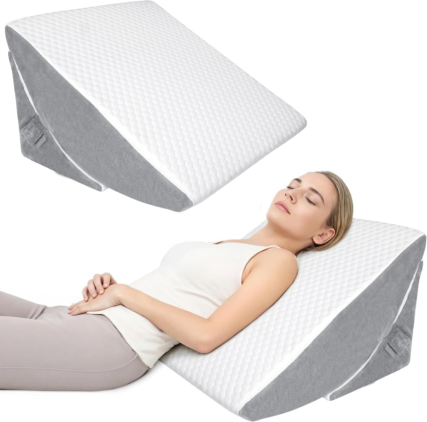 Verstellbares Keilkissen, hochdichtes Schaumstoff-Lesekissen mit Nackenrolle für Bett und Couch, ergonomischer Bettkeil für Schlaf-Reflux-Apnoe, Beinkissen, Rückenkissen zum Lesen, Spielen oder Fernsehen