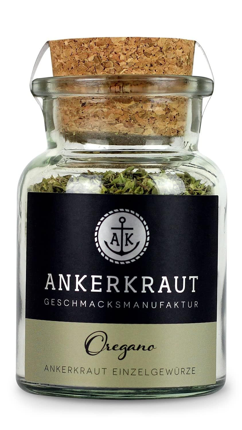 Ankerkraut Oregano Gewürze, getrocknet gegerbt, perfekt für Pizzasuppe, Tomate und Fisch, Kräuter zum Würzen, mediterrane Küche für zu Hause, Lecker Kochen, 20g im Korkenglas