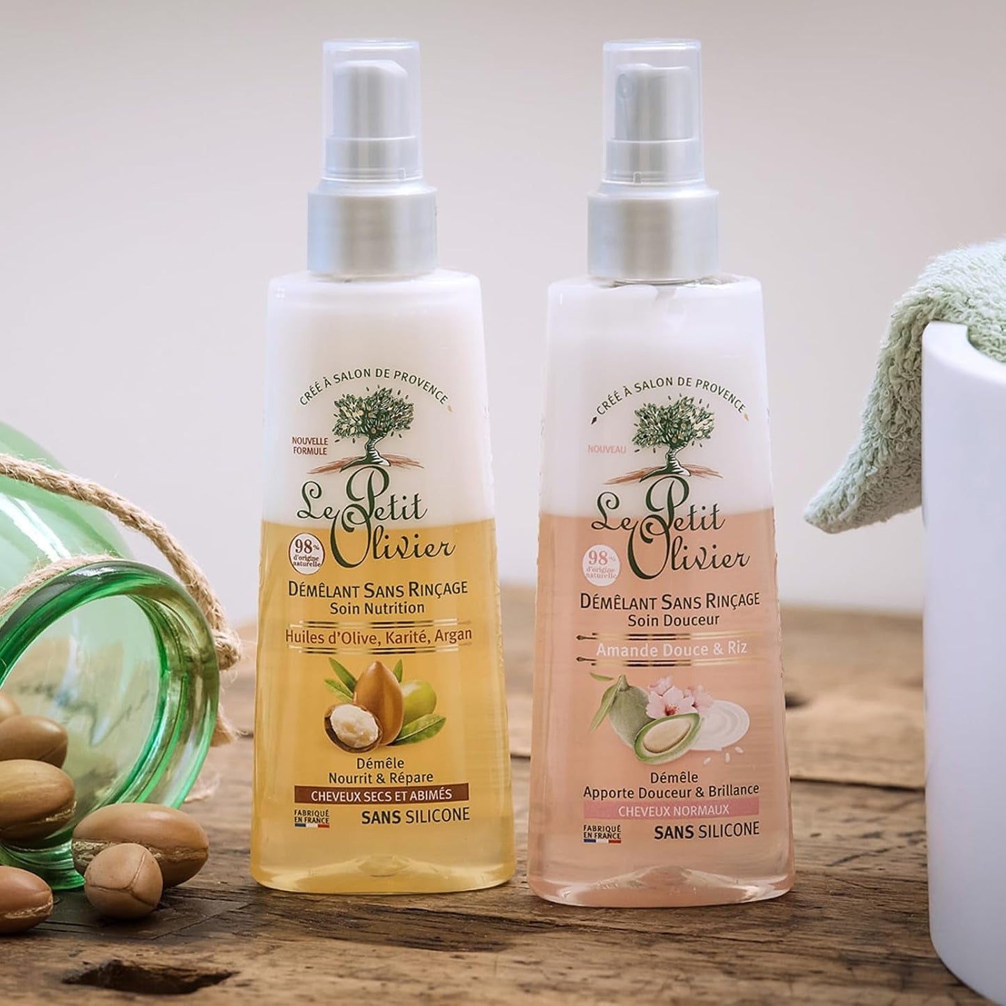 - Entwirrungsspray, Pflege, ohne Ausspülen und Silikon-, Oliven-, Shea- und Arganöle, entwirrt, repariert und pflegt - trockenes und strapaziertes Haar - 150 ml Haarentwirrungsprodukte Naty Shop