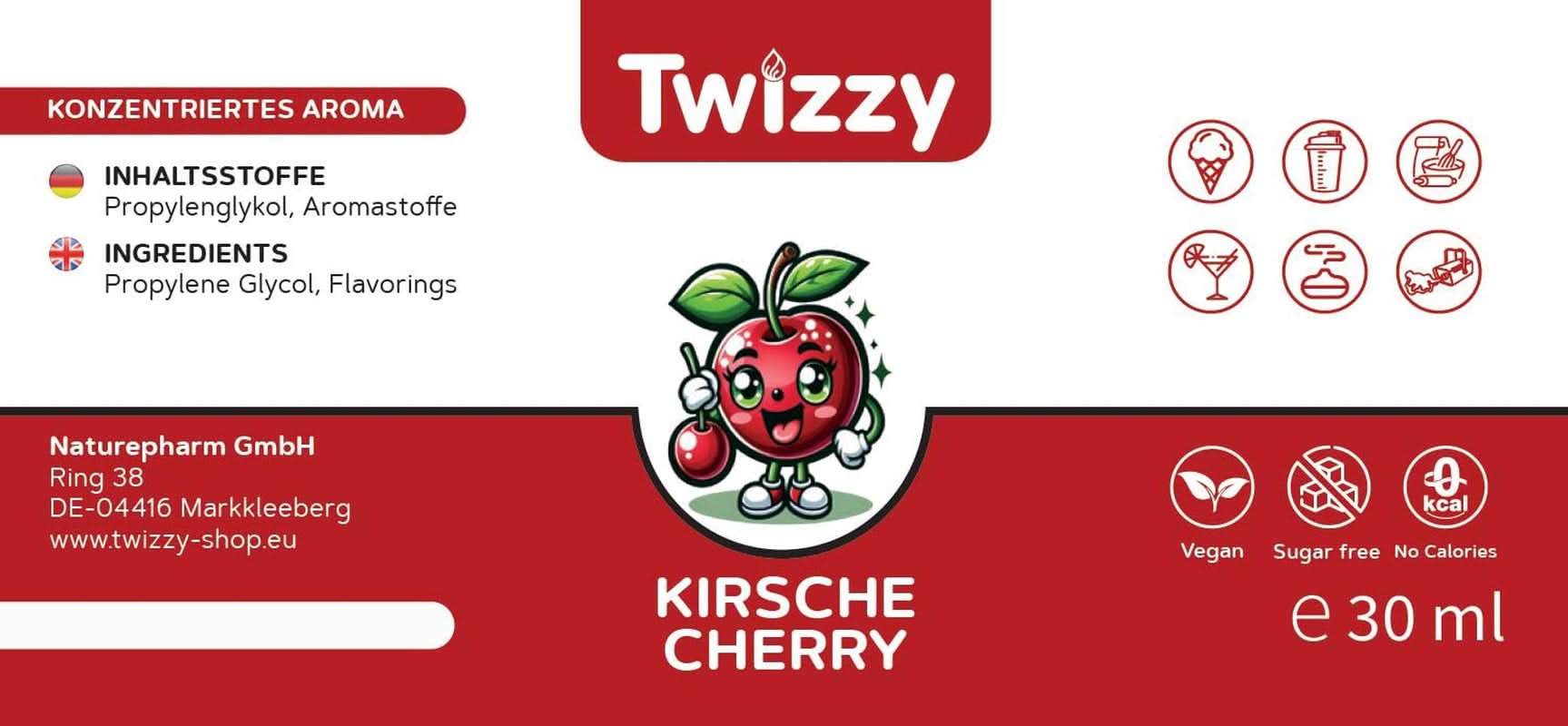 Twizzy, Konzentriertes Kirscharoma, 30 ml Aromen Naty Shop