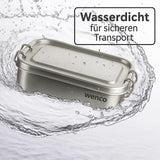 Wenco Edelstahl-Lunchbox, 2 Fächer, großes Fassungsvermögen, 850 ml, Lunchbox, wasserdicht, spülmaschinenfest, inklusive Ersatz-Silikonring, 18,5 x 14 x 5,5 cm, silberfarben (2 Stück), Frischhalteboxen, Naty Shop