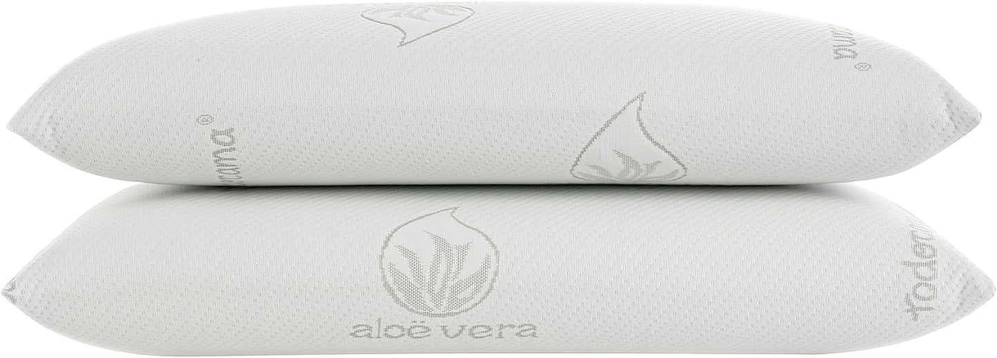 Todocama - Memory-Kissen, Aloe Vera, 2 Stück, 70 cm, weiß Naty Shop Standardkissen