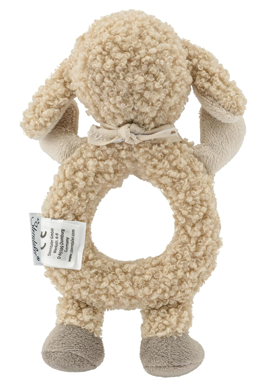 Flocke Schaf Sterntaler Fangspielzeug – Motorikspielzeug zum Rasseln, Tasten und Spielen – Plüschtier für Babys und Kinder mit Rassel als treuem Freund – Babyspielzeug aus weichem, sandfarbenem Stoff Babyspielzeug Naty Shop