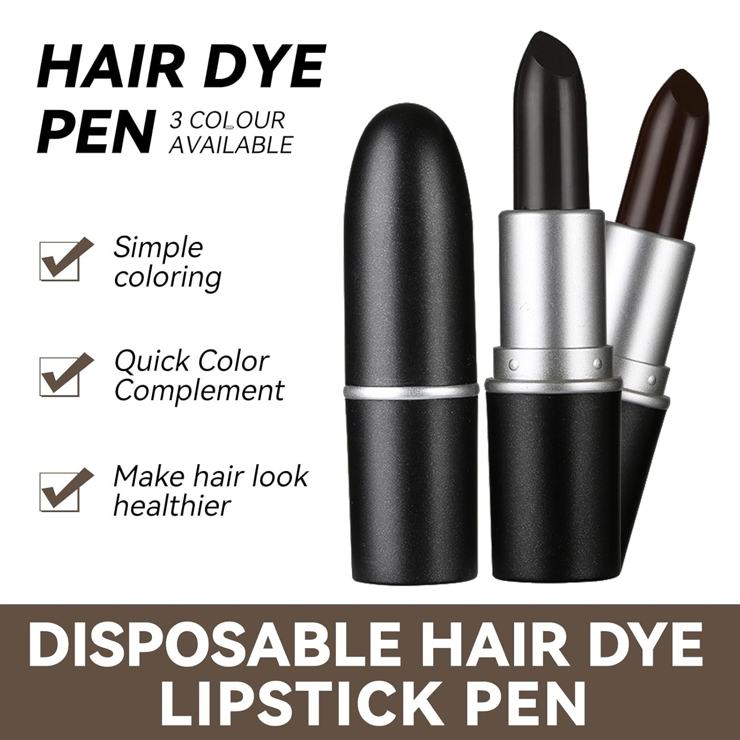 Haarfarbe Stick Temporäre Haarfarbe Lippenstift Haarfärbemittel, Temporäre Lippenstift Haarfarbe Weiße Farbe Haarabdeckung DIY Make-up Stick Haarfarbe Schwarz Braun Haarfarbe Naty Shop
