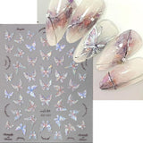Aurora Shell Schmetterling Nagelsticker Selbstklebend,Erleichterung Schmetterlinge Nail Sticker Rosa Laser Schmetterling Nagelaufkleber Für Frauen Nageldesign Zubehör Nagel Zubehör Nail Art