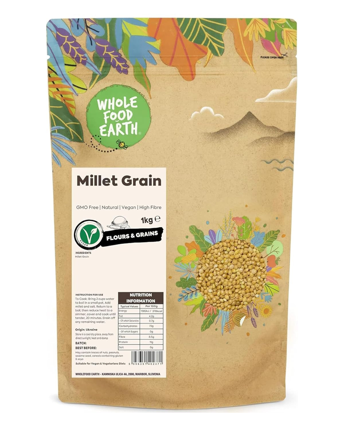 Erdvollkornhirse – gentechnikfrei – natürlich – vegan – milchfrei – ohne Zuckerzusatz – 1 kg