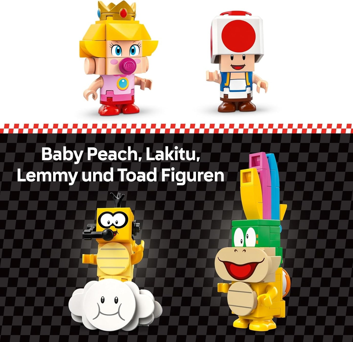 LEGO Super Mario: Mario Kart – Baby Peach & Grand Prix Set, Nintendo-Figuren – Kröte, Lakitu, Baby Peach und Lemmy, Geschenk für Jungen, Mädchen und Gamer ab 8 Jahren, Abenteuerspielzeug 72036 Bausets Beuche den LEGO-Store