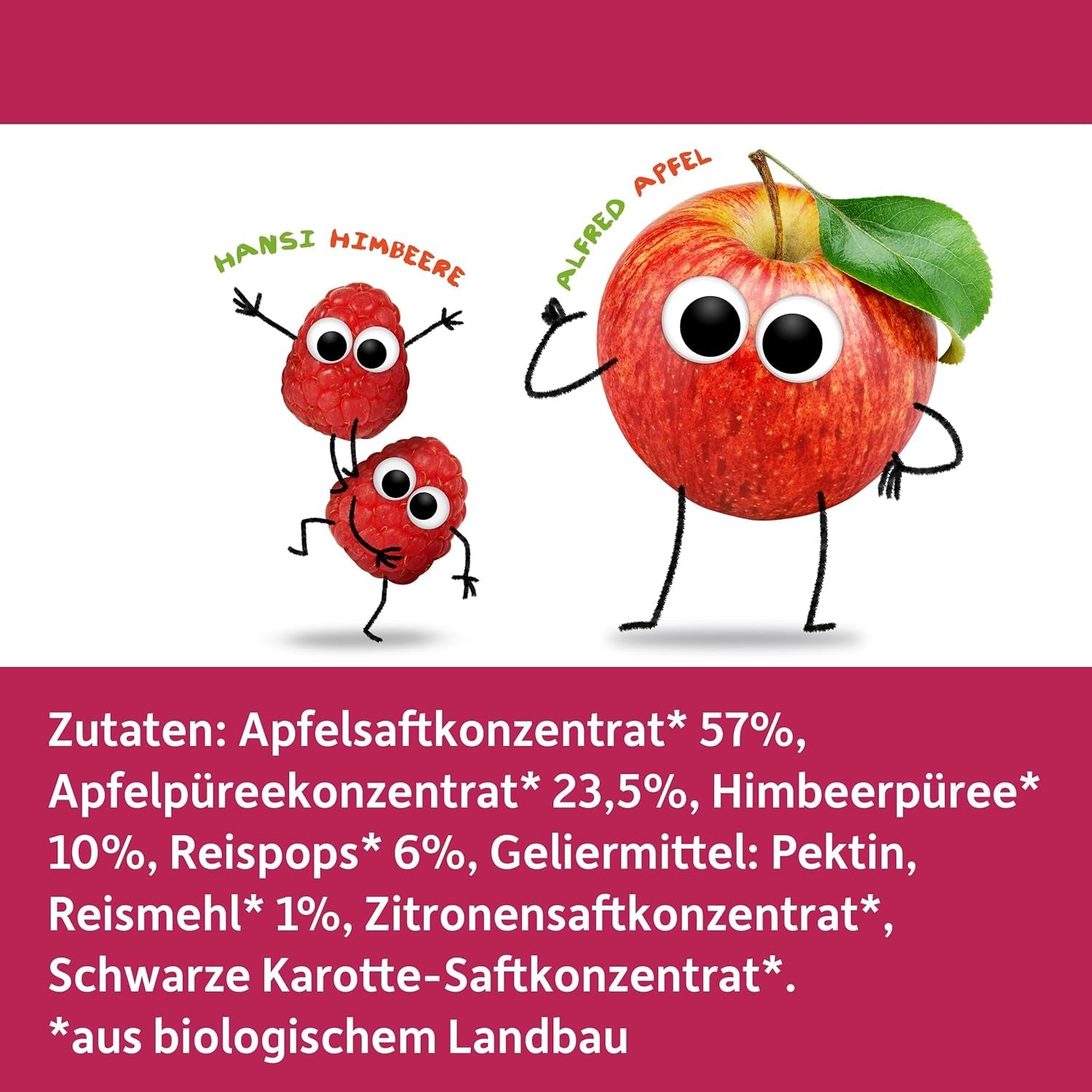 FRECHE FREUNDE Bio-Fruchtgelees, Apfel-, Himbeer- und Reislutscher, fruchtig-süßer Snack für Kinder, glutenfrei, vegan, 20er Pack (20 x 30 g)