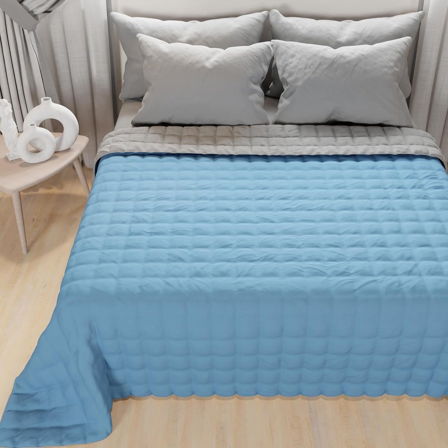 PETTI Artigiani Italiani – Einzelbettbezug, doppelseitige Bettdecke, Federkerndecke, Mitternachtsblau, Weiß, 100 % Made in Italy