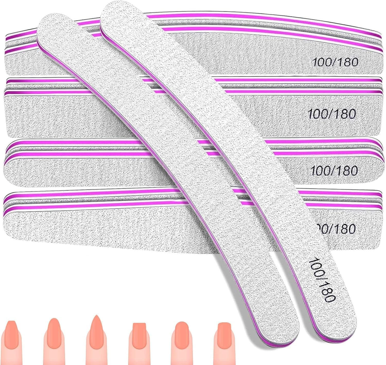 100/180 Nagelfeilen-Set, Gel-Nagelfeilen, Nagelfeilen-Set, Nagelfeile, Gel-Nagelfeile, für Gelnägel, Maniküre, Pediküre, Haustiere (5 Stück, 5 Stile)