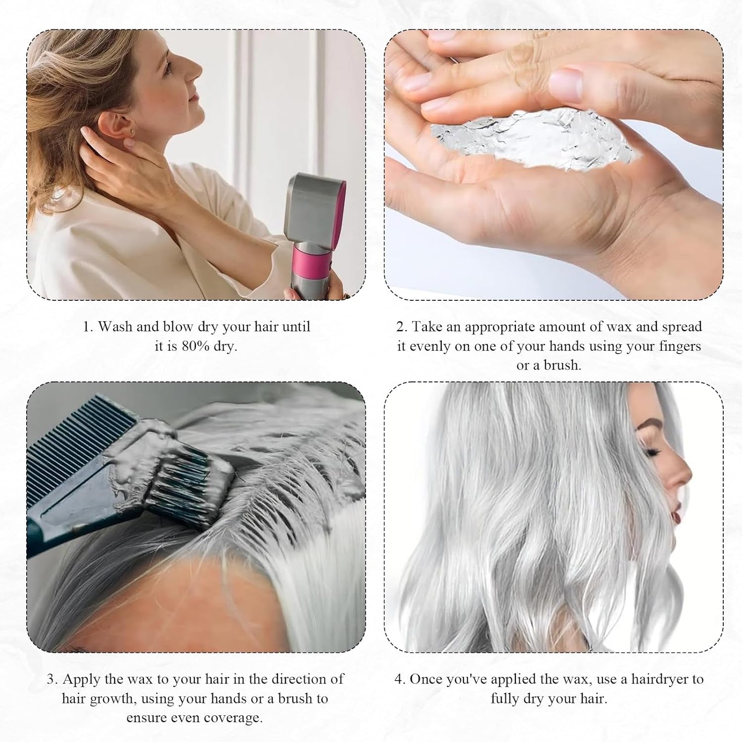 Haarfärbemittel Grau Silber Natürliche Haarfärbecreme für Silbergrau, Graue Haarfärbecreme Silbergrau, Silbergraue Naturhaarfärbecreme Graue Haarfärbemittel für alle Haartypen mit 1 Kopfhautmassagegerät (100 ml) Haarfärbemittel Naty Shop