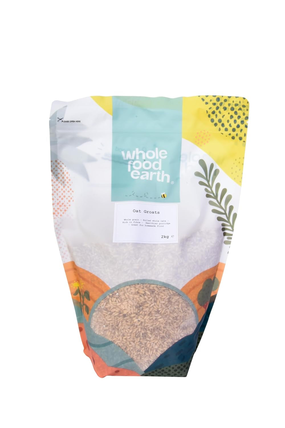 Hafergrütze Wholefood Earth 2 kg | GVO-frei | Natürlich | Reich an Ballaststoffen