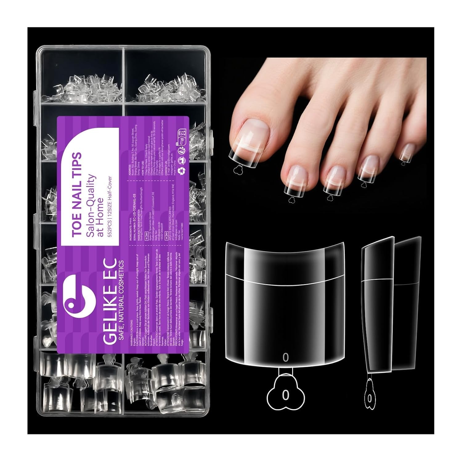 Gelike Ec Short Almond Nails – Weiche Nägel mit vollständiger Abdeckung, vorpolierte künstliche Nägel für Nagelverlängerungen, Nagelstudio zu Hause, DIY-Salon, 120 Stück, 12 Größen
